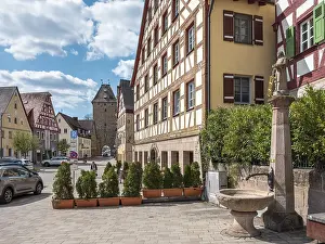 Franconian half-timbered houses and Laurentius Fountain at the Upper Market