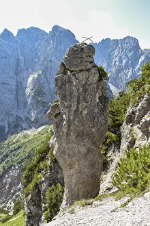 The Frankenlaender Nadel, a rock tower between Stripsenkopf and Feldberg in the Wilder Kaiser