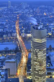 Frankfurt, evening, skyscraper