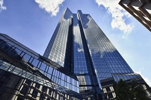 Frankfurt am Main, Germany, June 2020: Modern Deutsche Bank Twin Towers