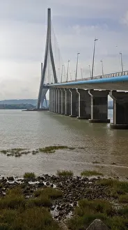 Frankr Pont de Normandie, cable-stayed bridge over the Seine estuary built 1988-94 main span 856m total length 2141m