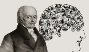 Franz Joseph Gall, 1758-1828, German neuroanatomist and physiologist with a Phrenological Chart