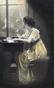 Frau thinks and writes a letter