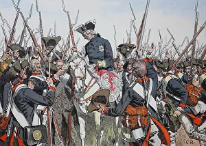 Frederick the Great, Frederick II 1712-1786 is received in the Wernburg Regiment