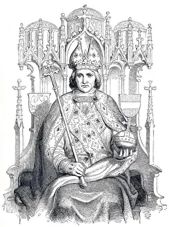 Frederick III, 1415 - 1493, historical illustration from Bildnisse der Deutschen Koenige und Kaiser