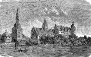 Frederiksborg Castle, a moated castle in Hillerod on the island of Zealand