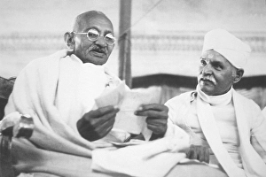 Freedom fighters mahatma gandhi with pandit madan mohan malaviya, India, Asia