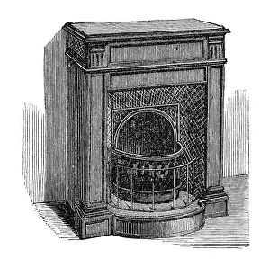 French fireplace, historical illustration from: Marie Adenfeller