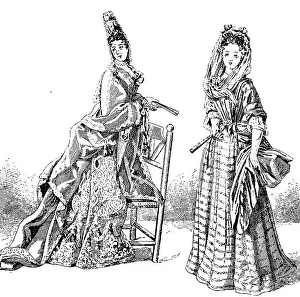 French ladies of rank, the first with fontange and robe
