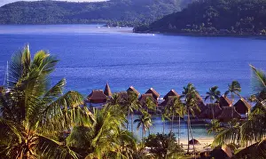 French Polynesia: Panorama of a Luxury Resort on Bora Bora Island