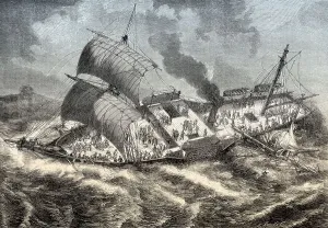 French ship Vauban, assaulted by gale