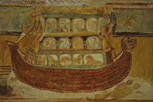 Fresco, Noah's Ark, in the Abbey Church of Saint Savin