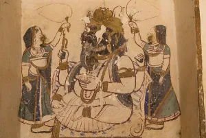 Fresco in Sheesh mahal in Amber fort
