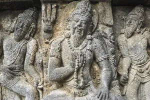 Freske Hindu temple Prombanan complex in Yogjakarta in Java