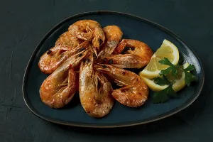 Fried with spices, King prawns