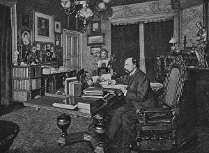 Friedrich Spielhagen sitting in his study