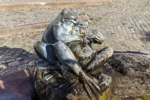 Detail of the frog fountain on the market square