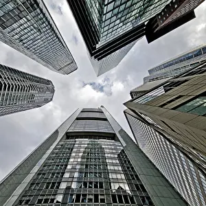 Frog's-eye view of the skyscrapers in the banking district