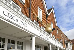 Frontage of historic building, Castle and Ball hotel public house