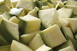 Category Historic EN Prints: Fruit, raw mango cut into pieces in cubical and triangular forms to make pickle
