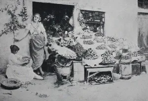 Fruit Vendor in Venice, Italy, Historical