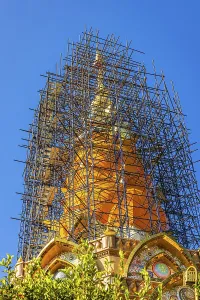 Fully equipped main pagoda, Buddhist temple complex Wat Phra That Sorn Kaew