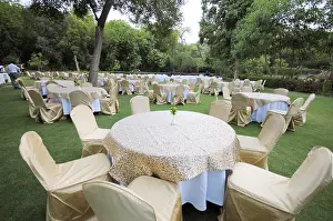 Garden restaurant in balsamand lake palace hotel