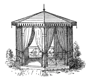 Garden tent, historical illustration