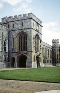 Gardens and historic buildings of Windsor Castle, Berkshire, England, UK, September 1959