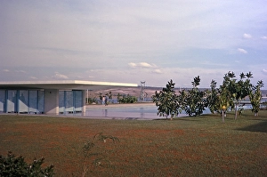 Gardens of the Presidential Palace, Palacio da Alvorada, built in 1958 by architect Oscar Niemeyer, Brasilia, Federal District, Brazil, 1962, South America