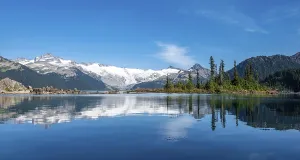 Garibaldi Lake, mountains reflected in turquoise glacial lake