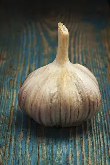 Garlic bulb on wooden background