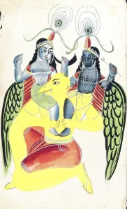 Garuda carrying two identical figures