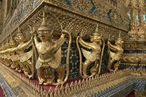 Garuda with Nagas, birdlike mythical creatures at the Chapel of the Emerald Buddha