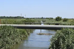 The gas pipeline through the small river