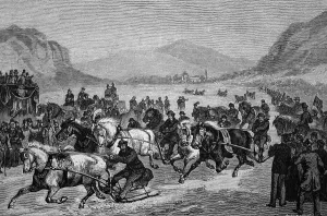 Gasslfahren, a horse-drawn race in snow in Lower Austria