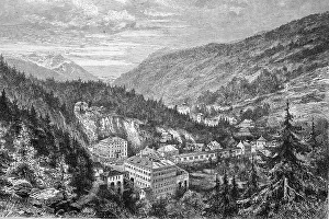 Gastein in 1880, view of the town from the Schillerhoehe