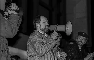 GDR, Berlin, 12.01.1990, demonstration in front of the Peoples Chamber (mainly against the Ministry for State Security)