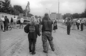 GDR, Berlin, 13 June 1990, demolition of the Wall on the historic Bernauer Strasse