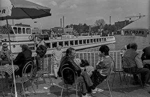 GDR, Berlin, 14.04.1990, at the landing stage of the White Fleet in Treptow Park