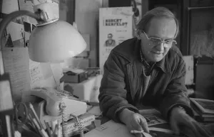 GDR, Berlin, 15. 4. 1989, artist Robert Rehfeldt in his studio