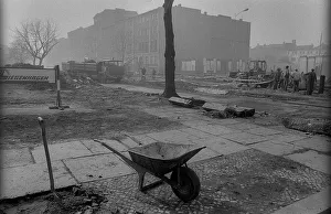 GDR, Berlin, 15.03.1990, demolition of the wall Brunnenstrasse (the street parts East and West are reconnected)