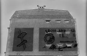 GDR, Berlin, 18. 03. 1989, gable with old advertisement in Friedrichstrasse