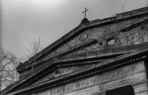 GDR, Berlin, 21. 01. 1989, gable of the Elisabethkirche in the Invalidenstrasse