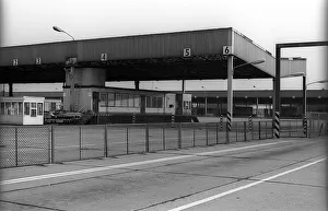 GDR, Berlin, 24 August 1990, check-in building of the former Dreilinden border crossing point