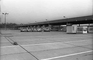 GDR, Berlin, 24 August 1990, check-in building of the former Dreilinden border crossing point