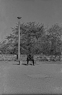 GDR, Berlin, 28. 10. 1979, Man on the Great Bunker Hill