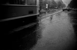 GDR, Berlin, 29. 04. 1989, Oranienburger Strasse in the rain