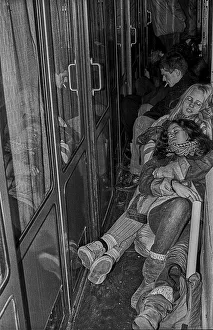GDR, Berlin, 30, 10. 1988, young people sleeping in the corridor