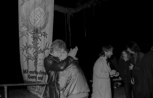 GDR, Berlin, 30.04.1990, 1st Walpurgis Night on Prenzlauer Berg (at the water tower)